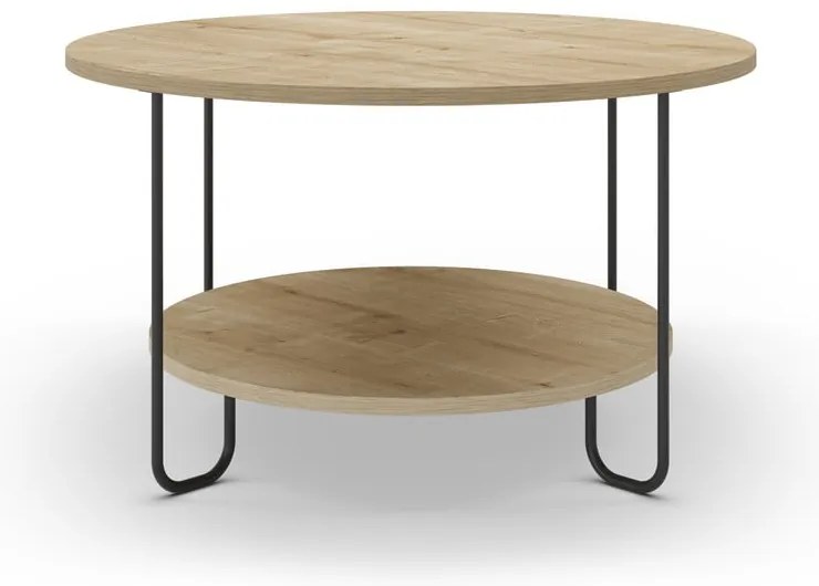 Okrúhly konferenčný stolík s doskou v dubovom dekore v prírodnej farbe ø 80 cm Tonka – Marckeric