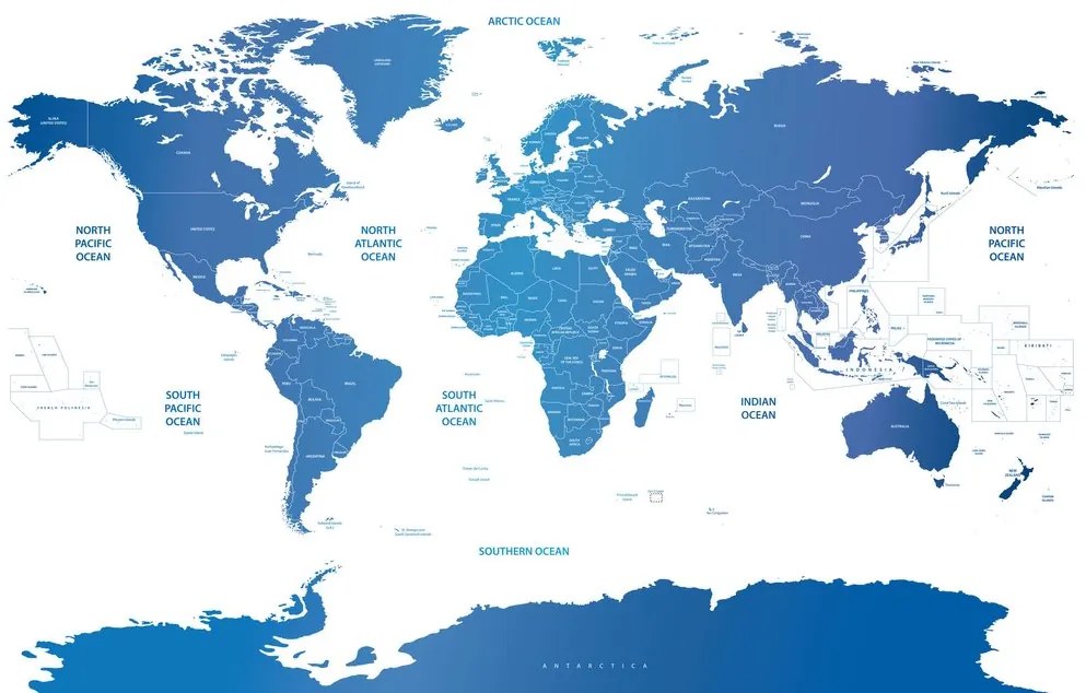 Obraz na korku mapa sveta s jednotlivými štátmi