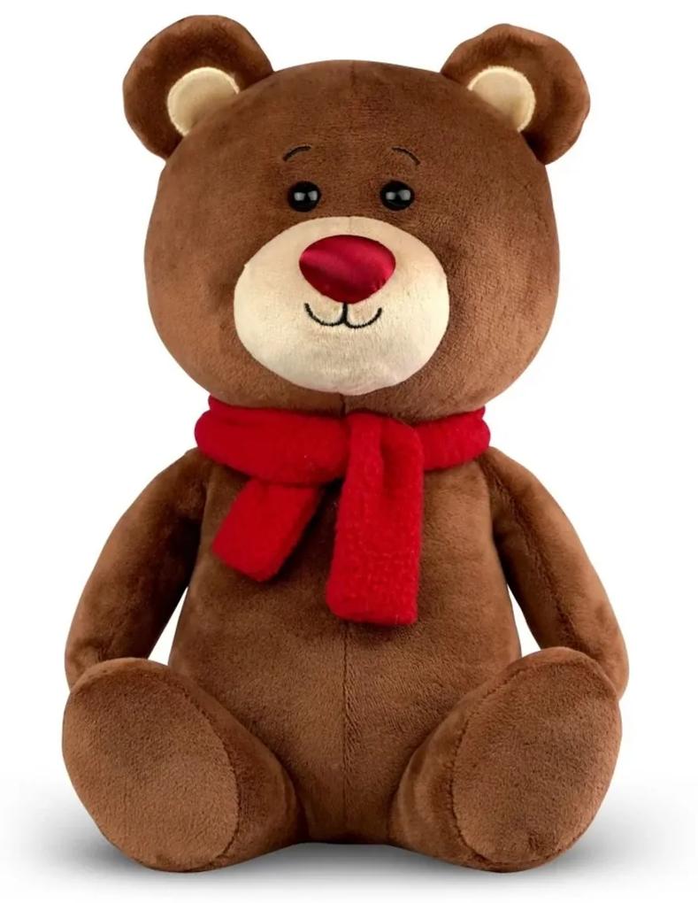 Plyšový medveď Plush Scarves Animals, 25 cm, hnedý s červeným nosíkom