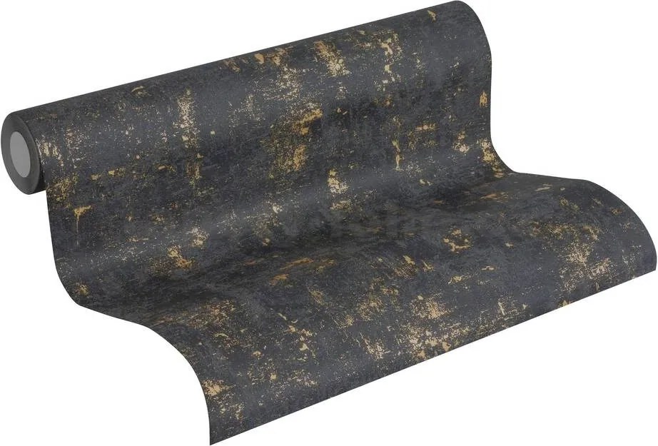 Vliesové tapety na stenu Trendwall 2307-82, rozmer 10,05 m x 0,53 m, omietkovina zlato-čierna, A.S. CRÉATION