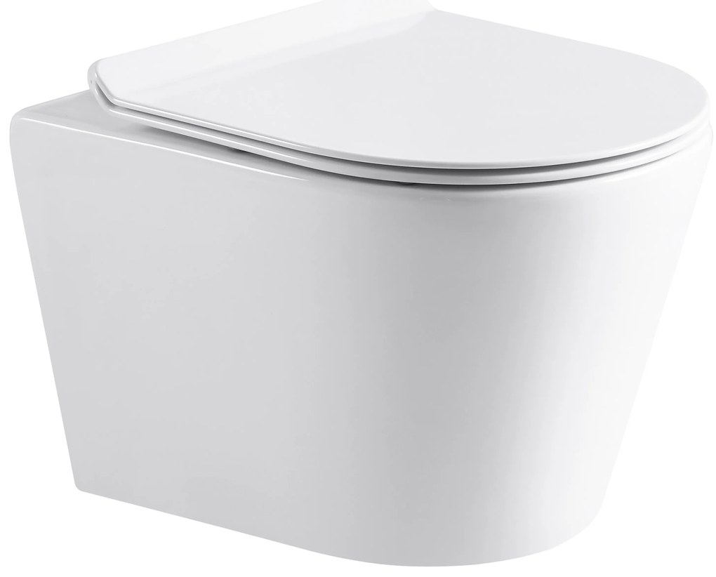 Cerano Norbi, závesná WC misa Rimless 485x365x360 mm + UF toaletné sedátko, biela lesklá, CER-CER-417380