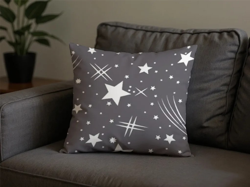 Súprava 2 ks dekoračných povlakov na vankúš z mikrovlákna NIGHT SKY 45x45 cm, sivá