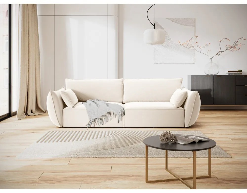 Béžová zamatová pohovka 208 cm Vanda – Mazzini Sofas