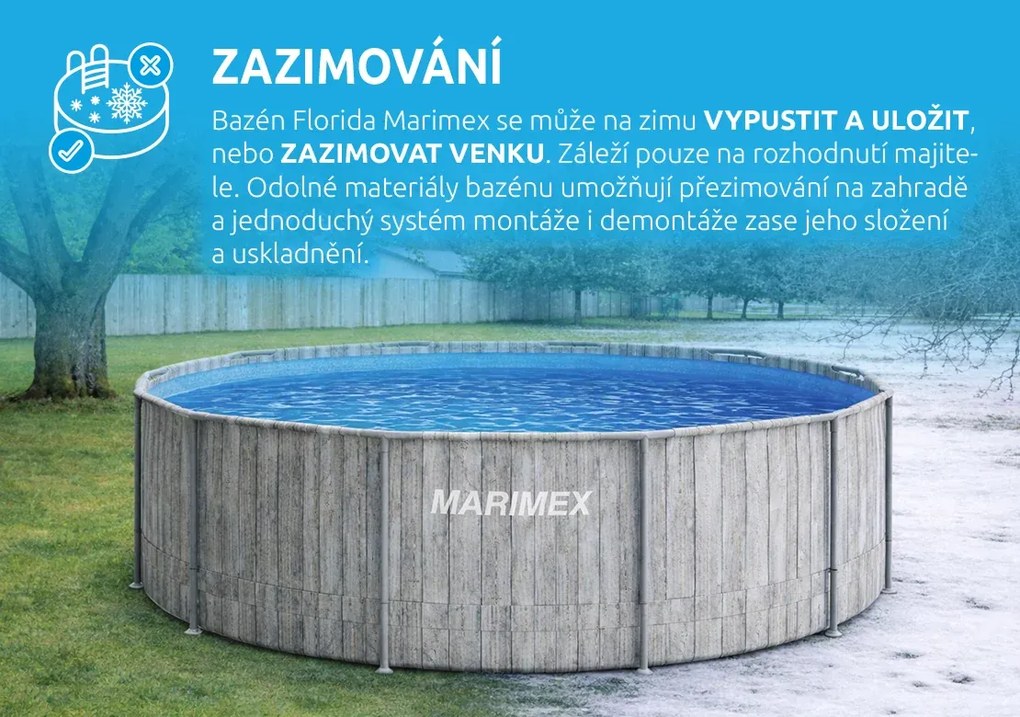 Marimex | Bazén Marimex Florida 3,66x1,22 m so zabudovaným skimmerom - motív ŠEDÉ DREVO | 10340321