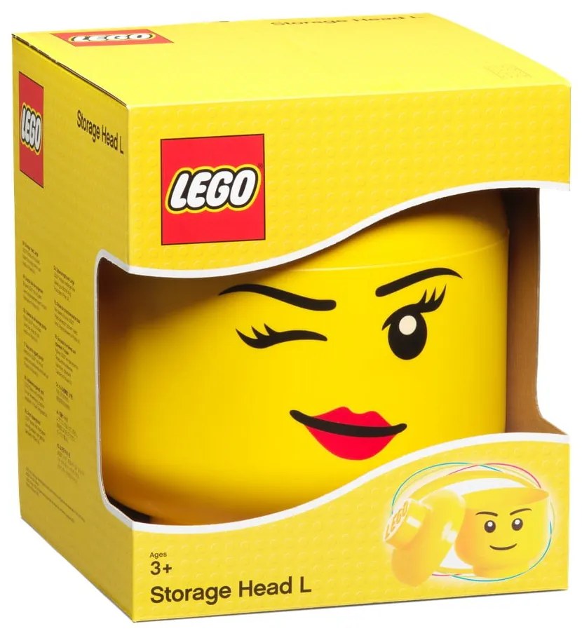 Žltý úložný box v tvare hlavy LEGO® Winky, ⌀ 24,2 cm