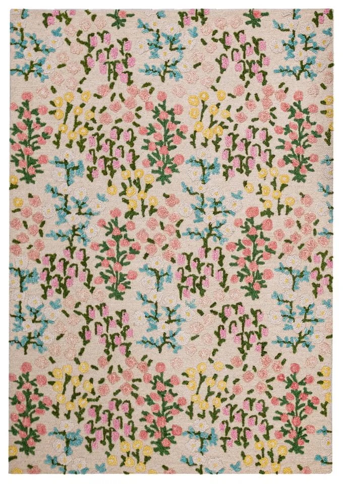 Krémový ručne tkaný vlnený koberec 200x290 cm Emilia Floral – Flair Rugs