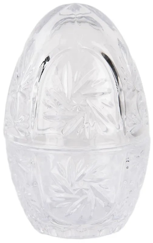 Sklenená dóza s vekom v tvare vajca – Ø 8*12 cm