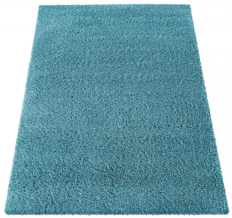 Moderný shaggy koberec v tyrkysovej farbe Šírka: 80 cm | Dĺžka: 150 cm
