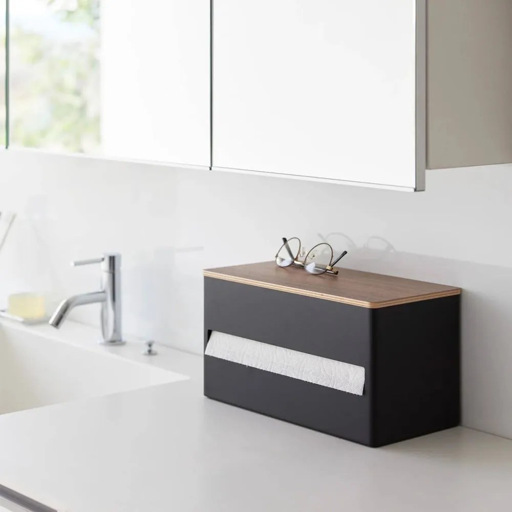 Čierny kovový stojan na papierové utierky Rin – YAMAZAKI