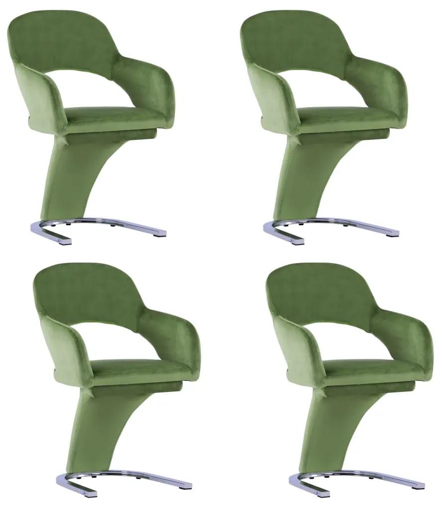vidaXL Jedálenské stoličky 4 ks, zelené, zamat