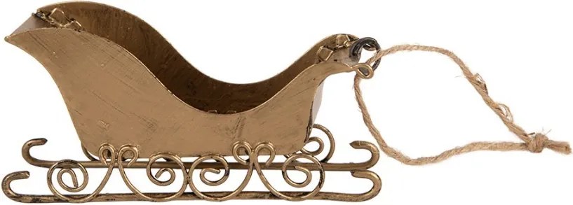 Zlatá antik vianočná ozdoba retro kovové sanel - 19*4*5 cm