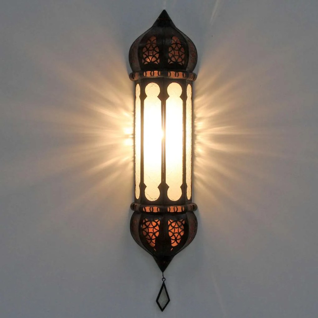 Marocká  nástenná lampa Ruya biela