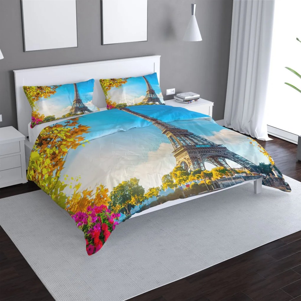 Sablio Obliečky Paríž Eiffelova veža Flowers - 140x200 / 90x70