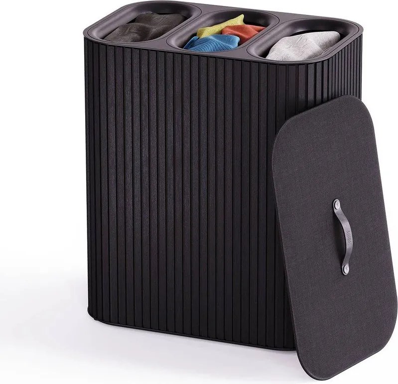 Čierny bambusový kôš na bielizeň 3x30 l Tota Trio Luxe – Joseph Joseph