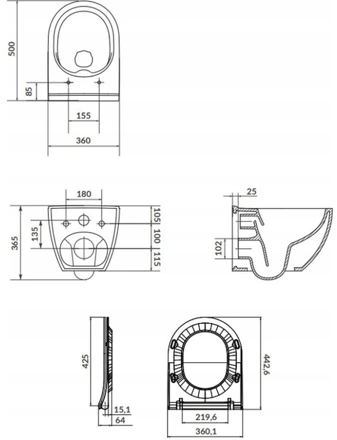 Cersanit City Square, antibakteriálne toaletné sedátko z duroplastu, biela, K98-0125