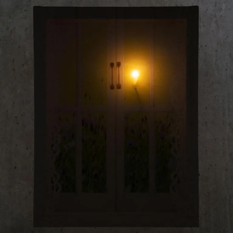 Nexos 86800 Nástenná maľba slnka za oknom, 1 LED, 30 x 40 cm