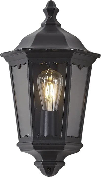 Klasické vonkajšie nástenné svietidlo čierne IP44 - Havana Half