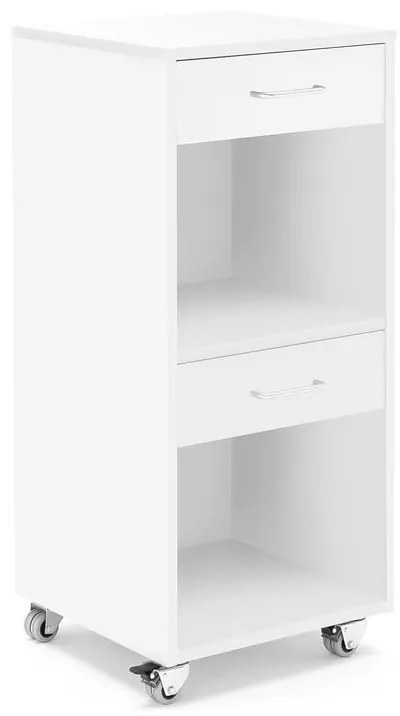 Mobilný rečnícky pult s dvoma zásuvkami, 460x450x1045 mm, biela