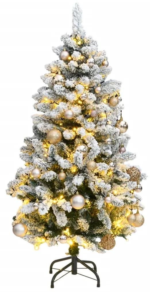 Umelý výklopný vianočný stromček 150 LED a sada gúľ 120 cm 3210097
