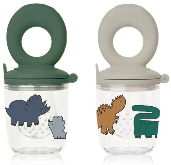 LIEWOOD Kŕmiaci cumlík Miranda Dinosaurs/Mist – set 2 ks