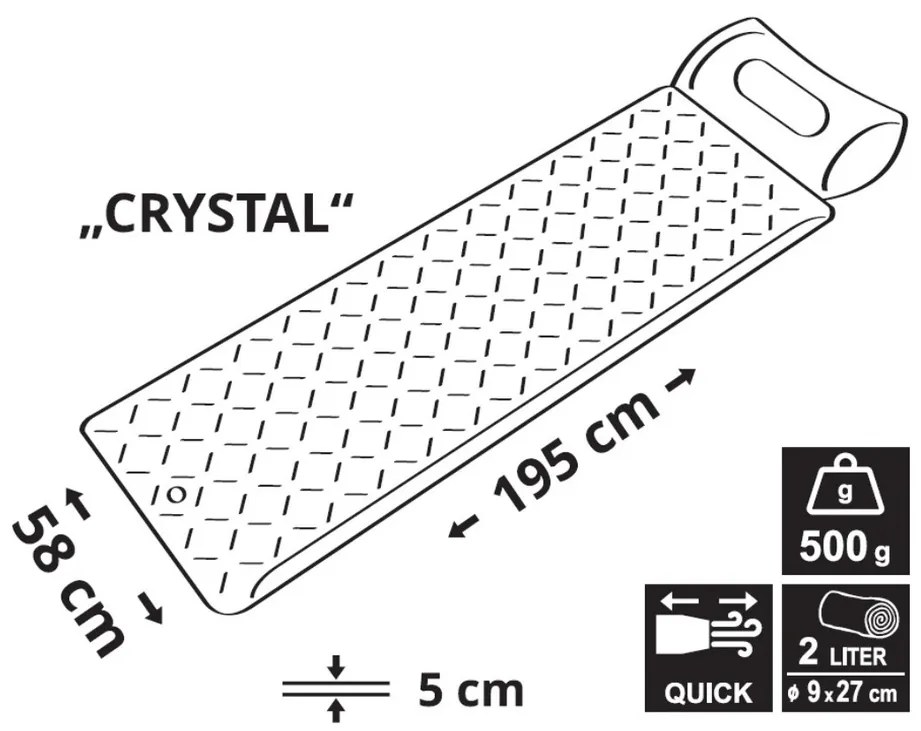 Cattara Nafukovacia karimatka CRYSTAL, sivá