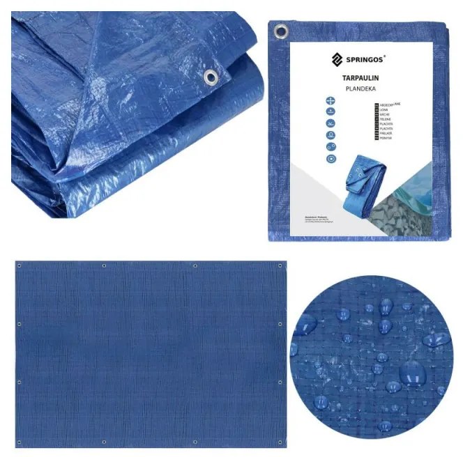 SPRINGOS Krycia plachta s okami 4x6 m, 60g PE, modrá SPRINGOS PROTECT