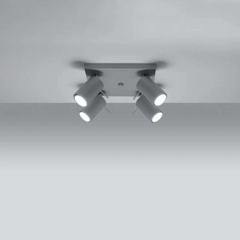 Stropné svietidlo Ring, 4x sivé kovové tienidlo, (možnosť polohovania)