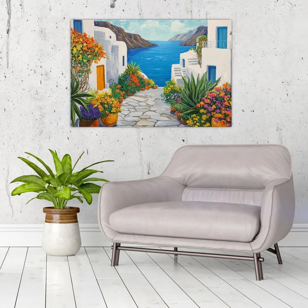 Obraz - Grécka ulička (90x60 cm)