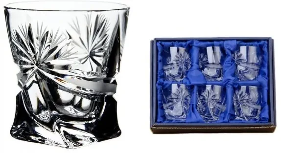Onte Crystal Bohemia Crystal ručne brúsené poháre na destiláty Quadro Mašle 55 ml 6KS