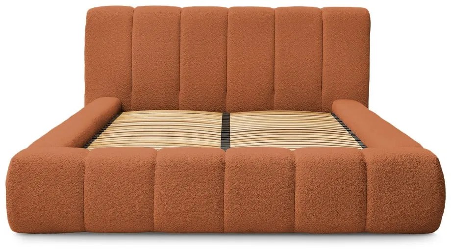 Oranžová čalúnená dvojlôžková posteľ s úložným priestorom s roštom 140x190 cm Denali – Bobochic Paris