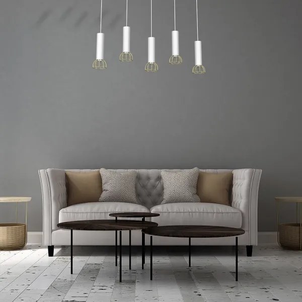 Luster na lanku DANTE 5xGU10/25W/230V biela/zlatá