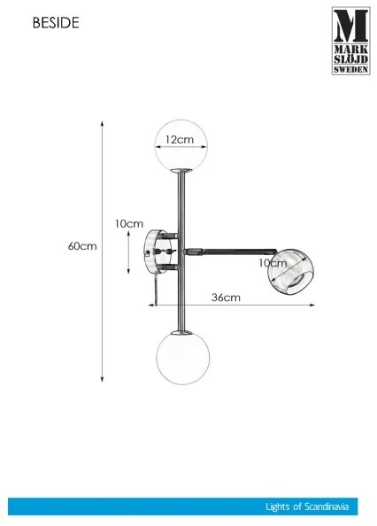 Markslöjd 108256 - Nástenné svietidlo BESIDE 2xG9/20W/230V + 1xGU10/7W/230V chróm