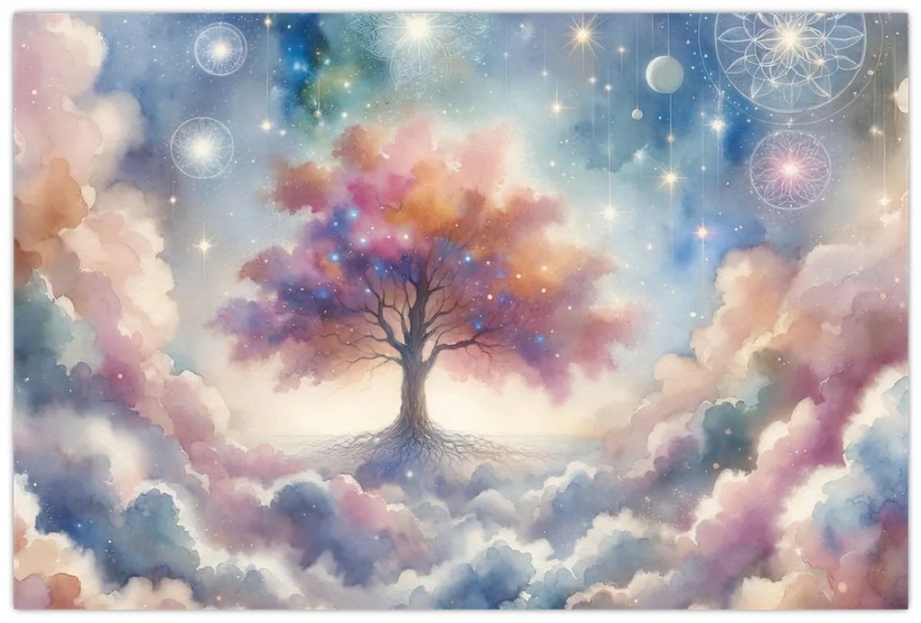 Obraz – Strom života v oblakoch (90x60 cm)