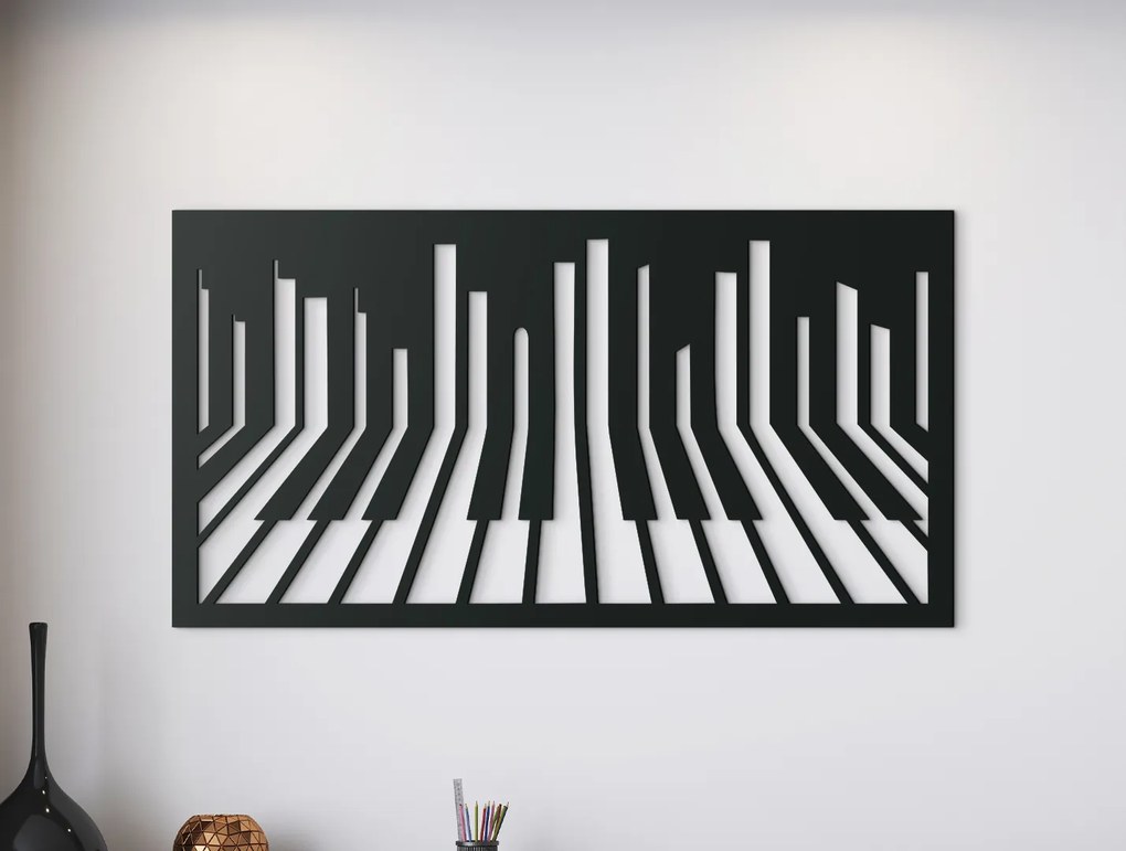 drevko Drevený obraz Klavír Rozmer obrazu: 23,5 x 44,5 cm, Farba dekorácie: Čierna