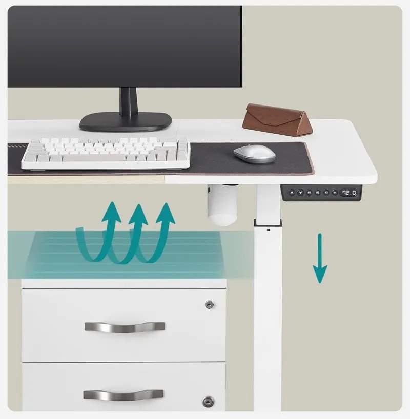 Písací stôl Paradis 140 cm výškovo nastaviteľný biely