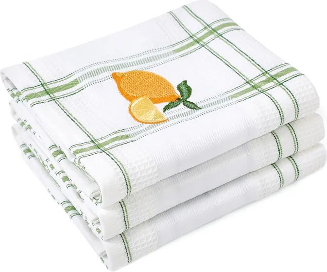 Súprava vaflových utierok CITRÓN biele 45 x 70 cm 3 ks
