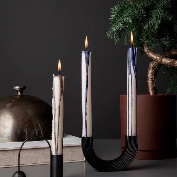 ferm LIVING Vysoká sviečka Deep Blue - set 2 ks