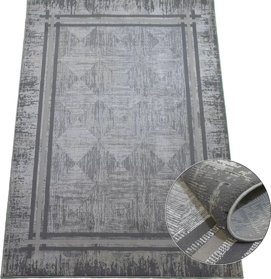 Koberec Allianz 6303 GREY – sivý obdĺžnikový koberec so vzorom Rozmer: 140x190 cm