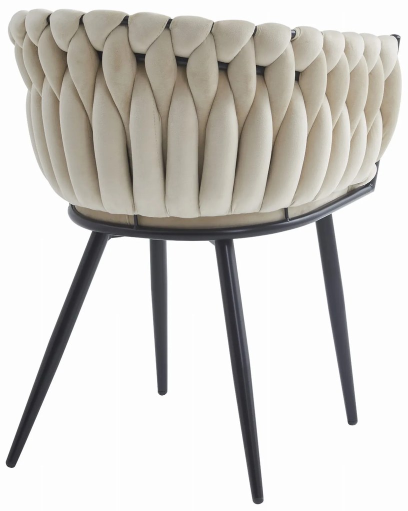 Béžová jedálenská stolička ORION VELVET s čiernymi nohami
