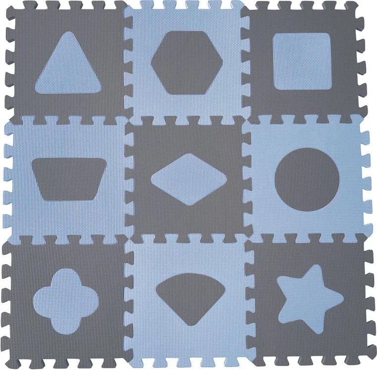 BABYDAN Penová hracia podložka puzzle Geometrické tvary, Blue 90 x 90 cm