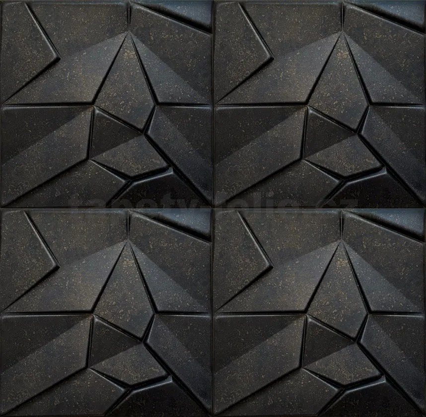 3D panel 0071, cena za kus, rozmer 50 cm x 50 cm, MERKUR beton čierno-zlatý, IMPOL TRADE