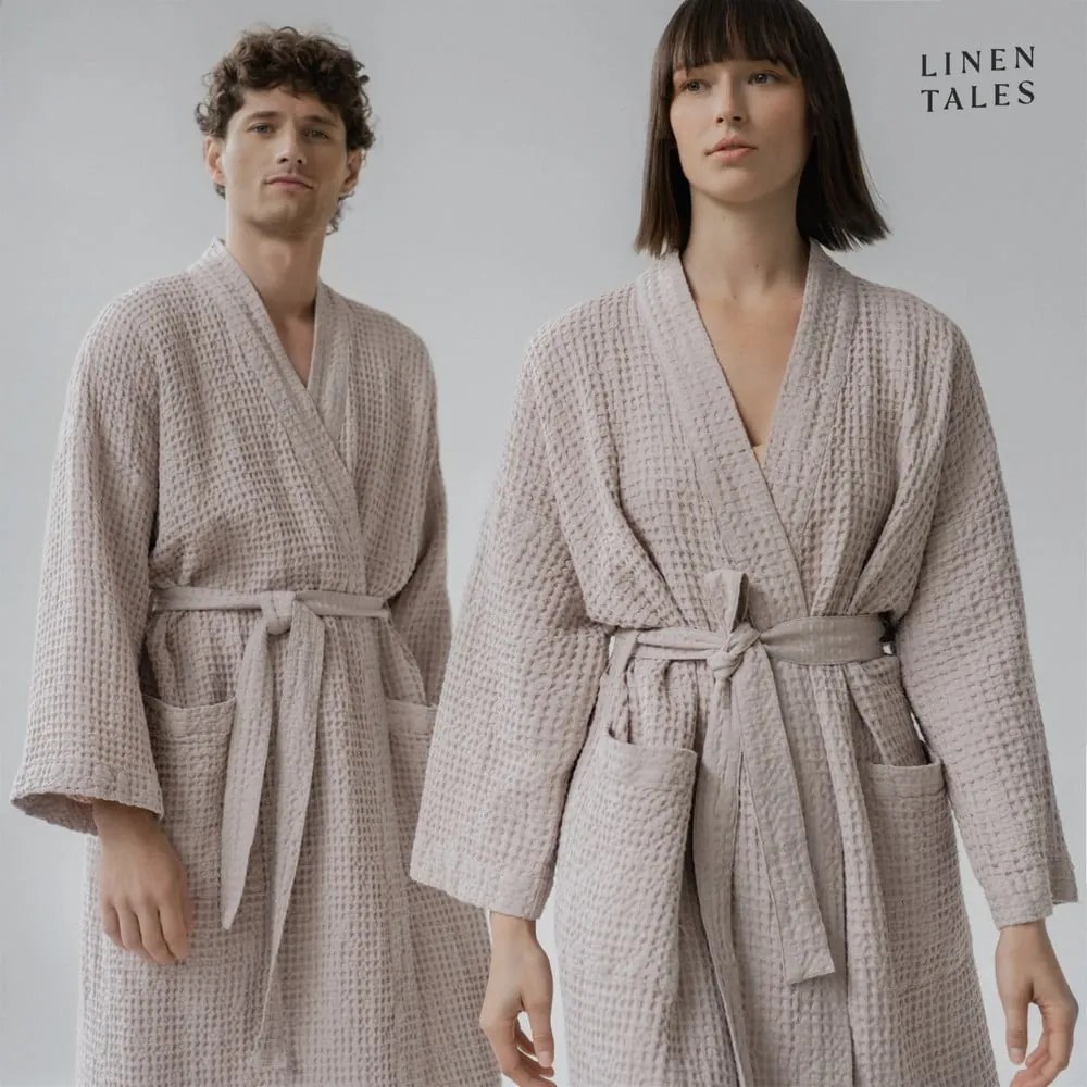 Béžový župan veľkosť XXL Honeycomb - Linen Tales