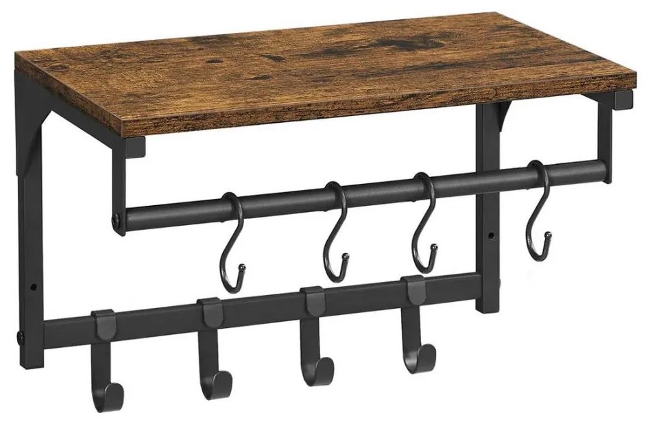 Nástenný vešiak s poličkou NATE hnedá/čierna