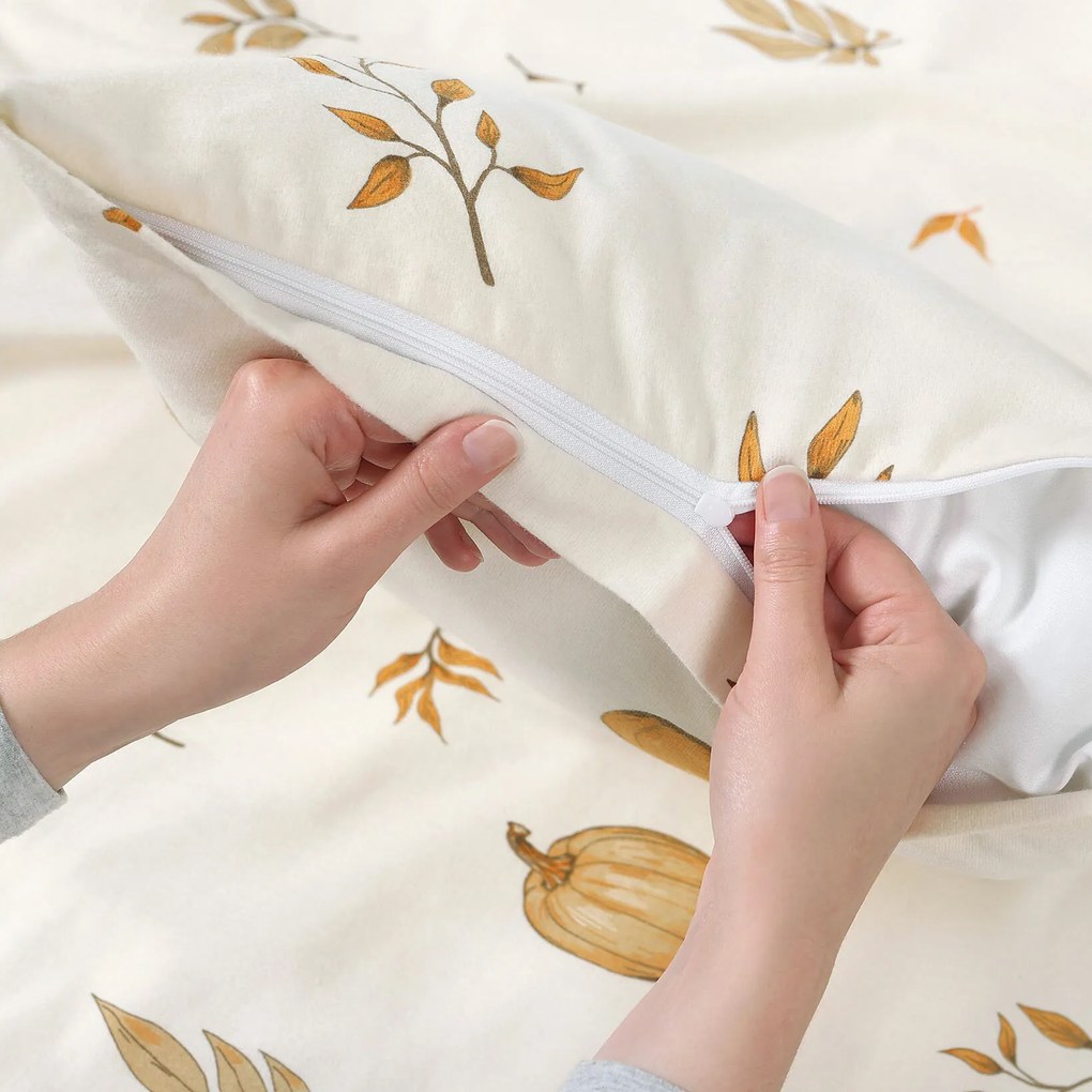 Goldea flanelová obliečka na vankúš - jesenné tekvice a lístky 40 x 40 cm