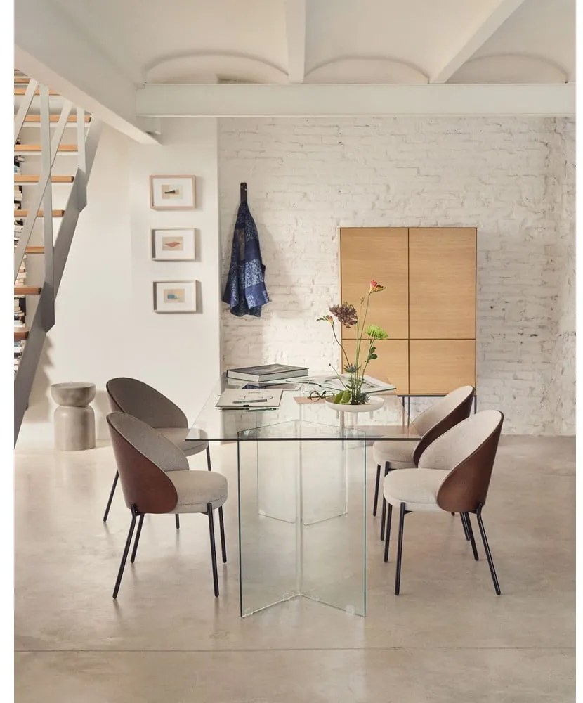 Jedálenský stôl so sklenenou doskou 90x200 cm Burano – Kave Home