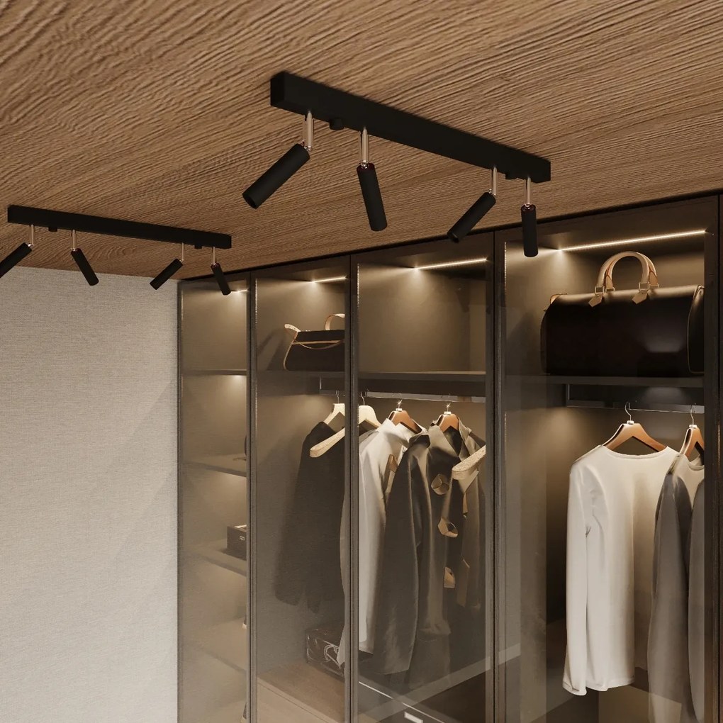 Bodové svietidlo Eyetech, 6x čierne kovové tienidlo, (možnosť polohovania)