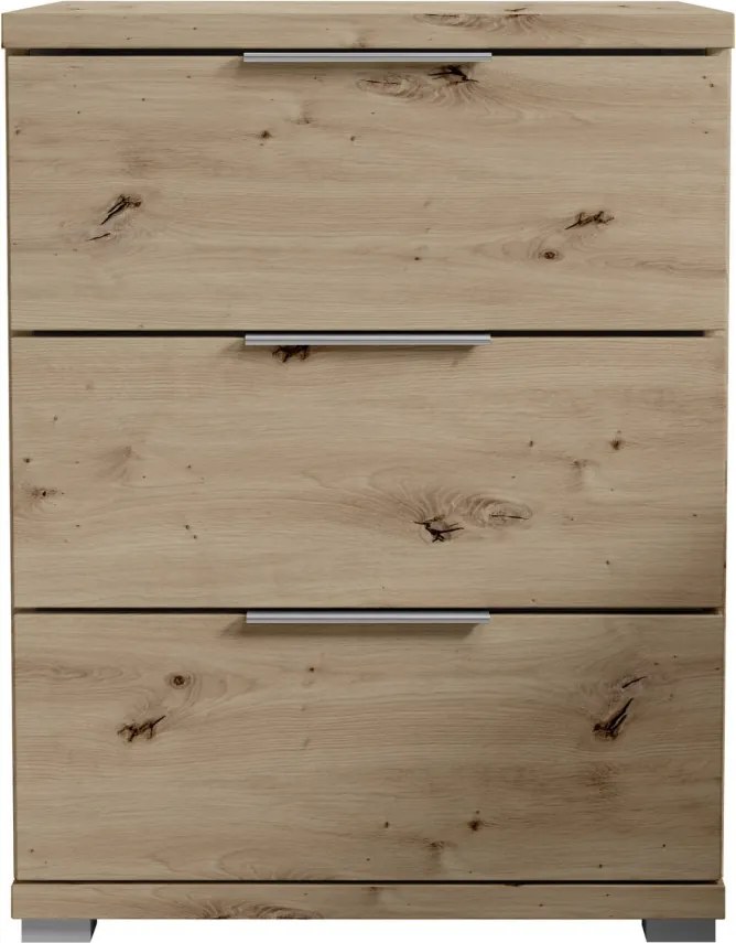 Nočný stolík s 3 zásuvkami Smilla, výška 61 cm, dub artisan