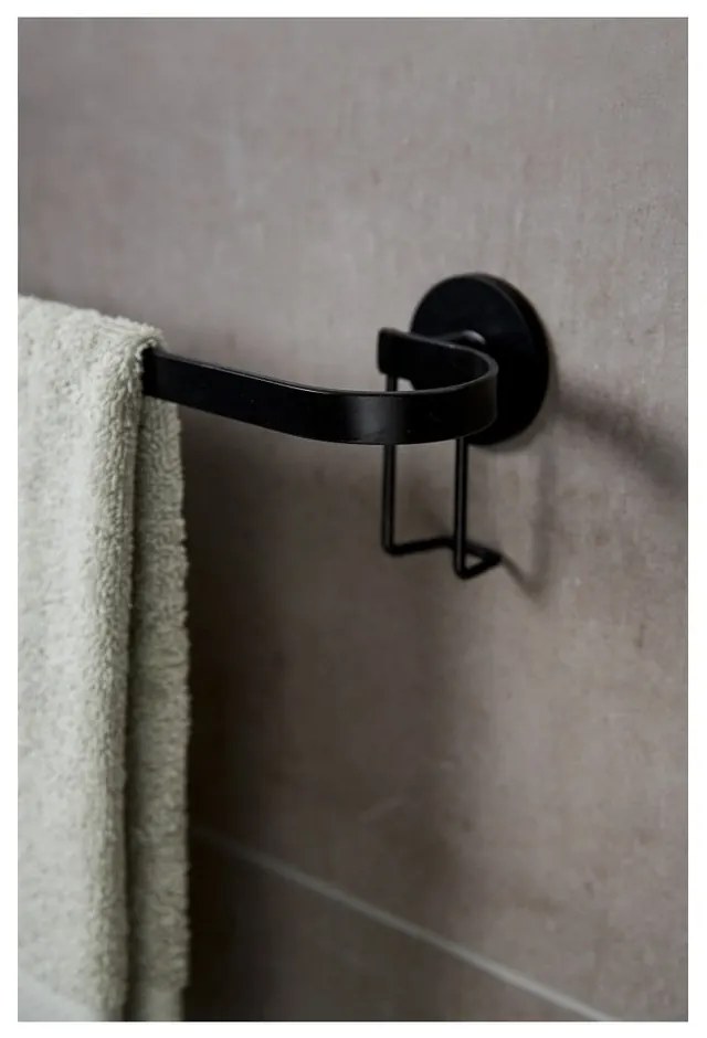 Čierny nástenný stojan na uteráky Wenko Classic Plus