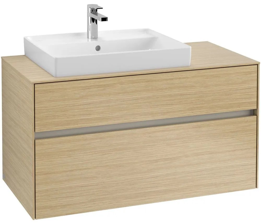 VILLEROY &amp; BOCH Collaro závesná skrinka pod umývadlo na dosku (umývadlo vľavo), 2 zásuvky, s LED osvetlením, 1000 x 500 x 548 mm, Nordic Oak, C017B0VJ