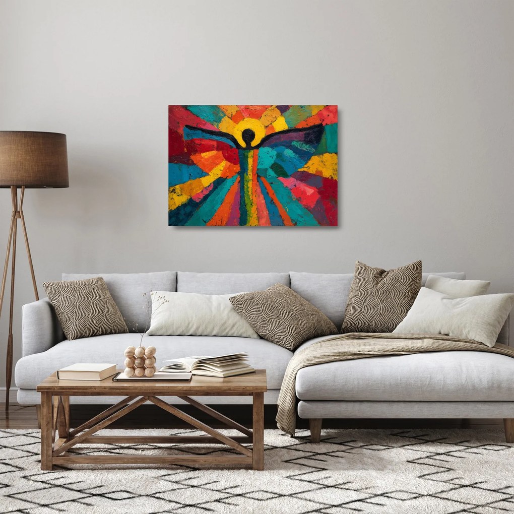 Sklenený obraz - Maľovaný anjel (70x50 cm)